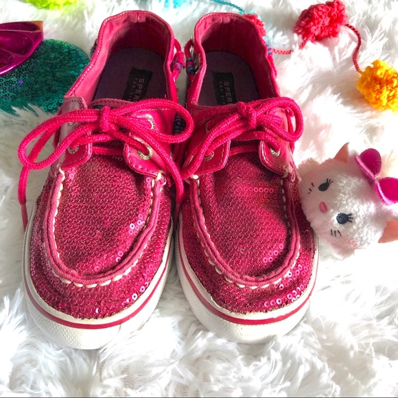 Kid’s Pink Sequence Top-Sider Sperry Flats - Picture 2 of 5